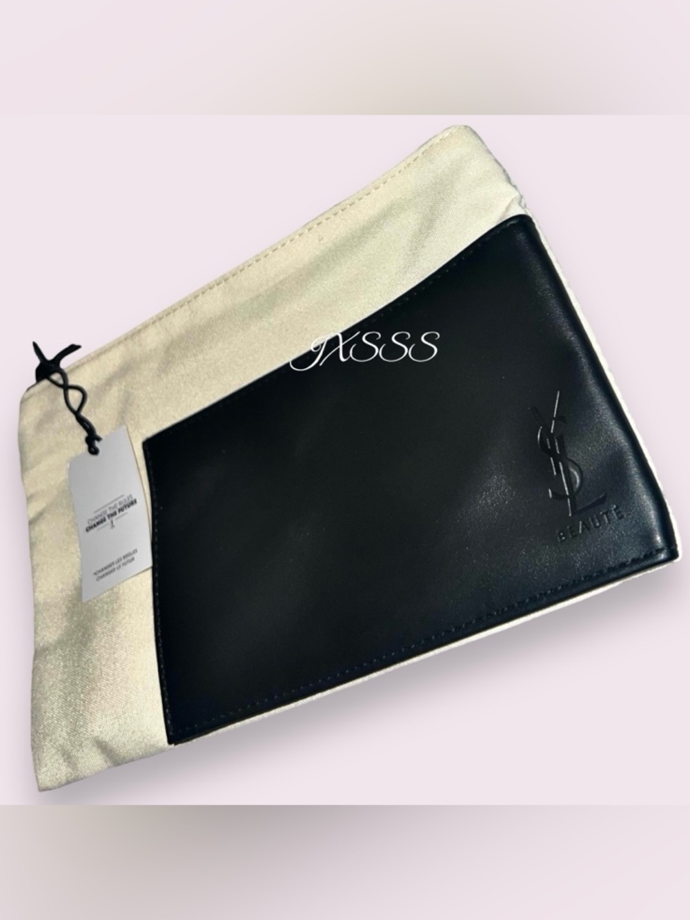 Beige/Black YSL Beauty (Yves Saint Laurent) Cosmetic-Makeup Bag/Pouch